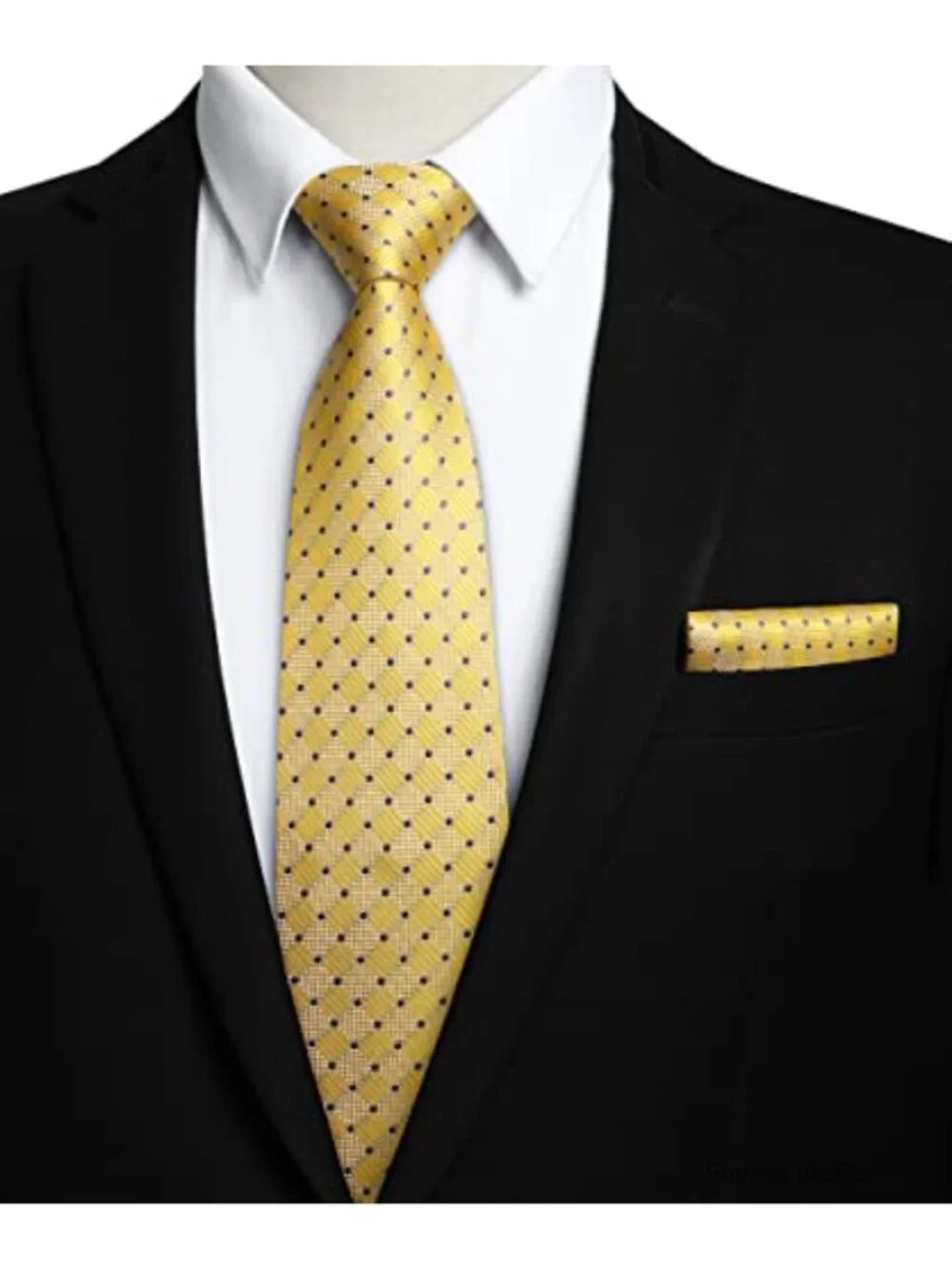 Plaid Tie & Pocket Square Set, Silk Blend, Formal Necktie & Hanky